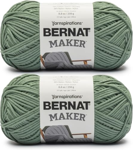 Image of Bernat Maker Lichen Yarn of 250g /8.8oz - 72% Cotton 28% Nylon - #5 Bulky - 290m /317Yards - for Knitting, Crochet and Amigurumi (Pack of 24)