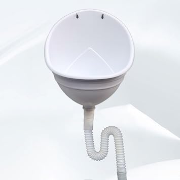 Waterless Urinal Outside Plastic Urinal for Men, Men Bathroom Urinals Garage Basement Backyard Urinal, Wall Mount Urine Diverter with Hose, Outdoor Urinals Portable Travel Urinal, White