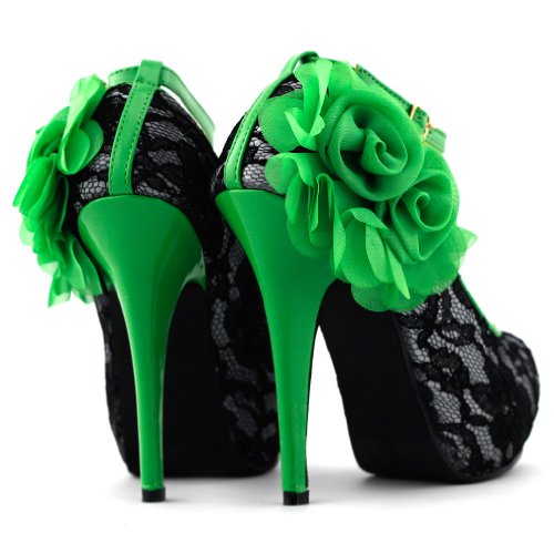SHOW STORY Sexy Lace Peep Toe Flowers Stiletto High Heel Platform Shoes,LF304082