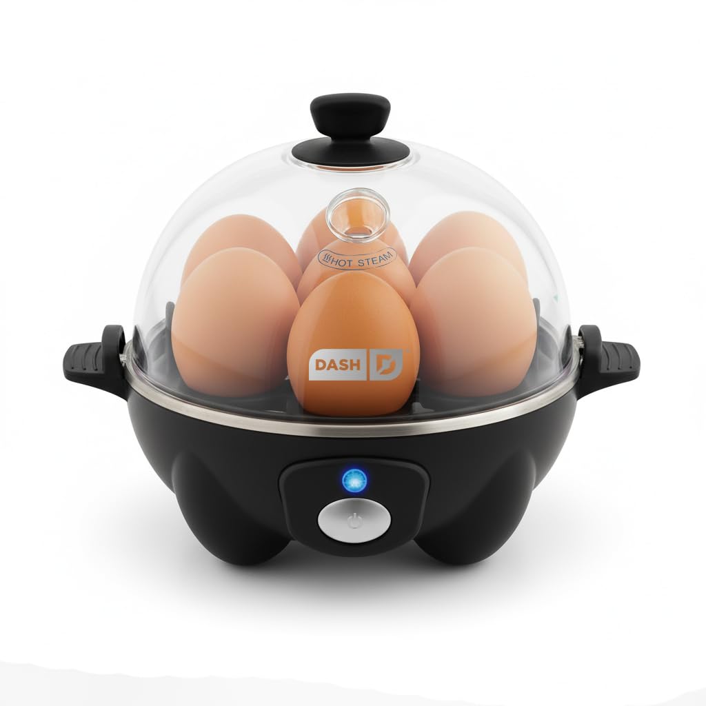 DASH Electric Rapid Egg Cooker for Hard Boiled/Poached/Scrambled Eggs or Omelets with Auto Shut-Off Feature, Black, 7 Egg Capacity image 1