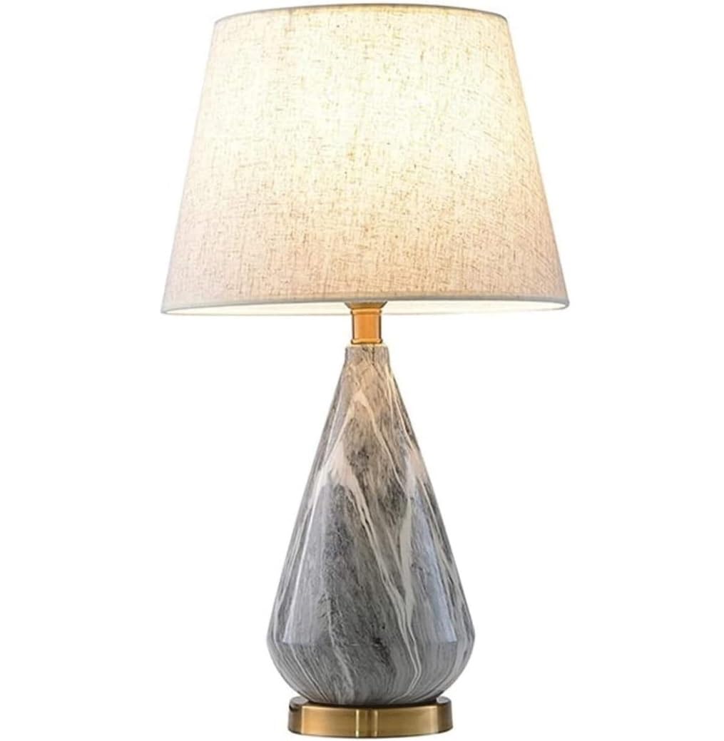 Lampa stołowa Lampka nocna Ceramiczna lampa stołowa Metalowa podstawa Lampka nocna Lampka nocna z tkaniny Klosz Przycisk Przełącznik Nowoczesna lampka nocna Lampka nocna (kolor: B) vision