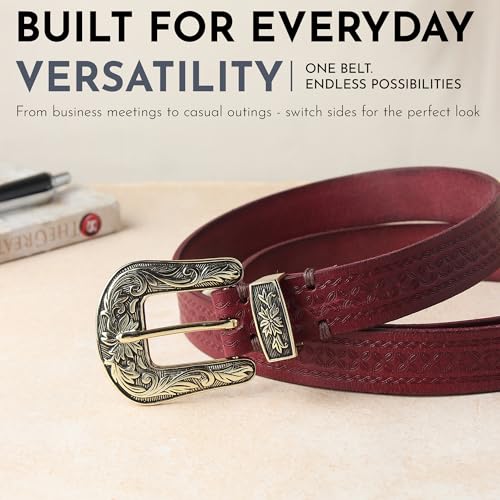 Image of 25mm Genuine Leather Waist Belt for Women - Fancy Vintage Buckle Belt For Jeans | Stylish Adjustable Party Belt For Ladies /Girls /Women | Waist Size 28-44 Inches