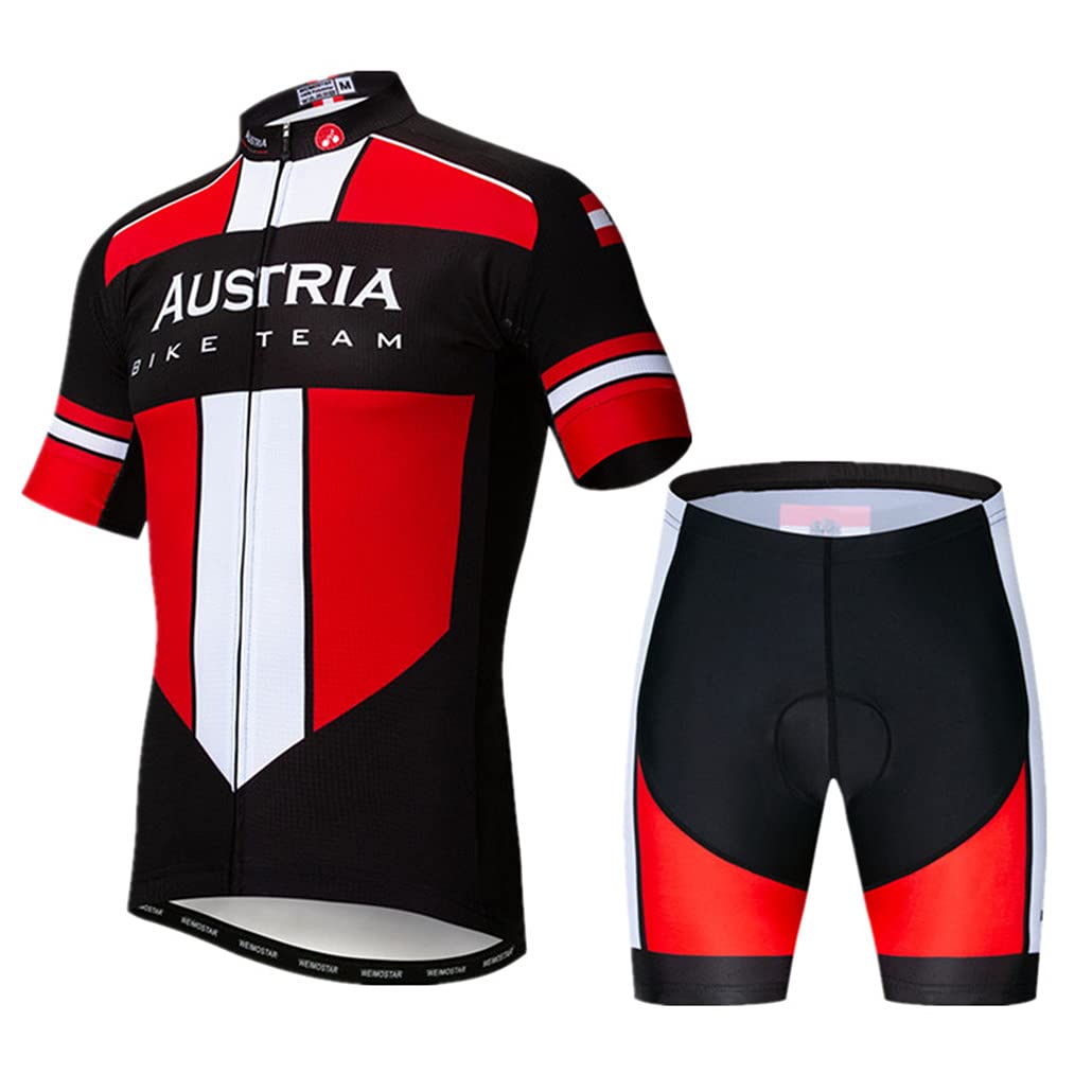 Hotlion Men's Cycling Jersey Sets Gel Pad Summer Bike Clothing Suit Breathable Bike Clothes with 3 Rear Pockets