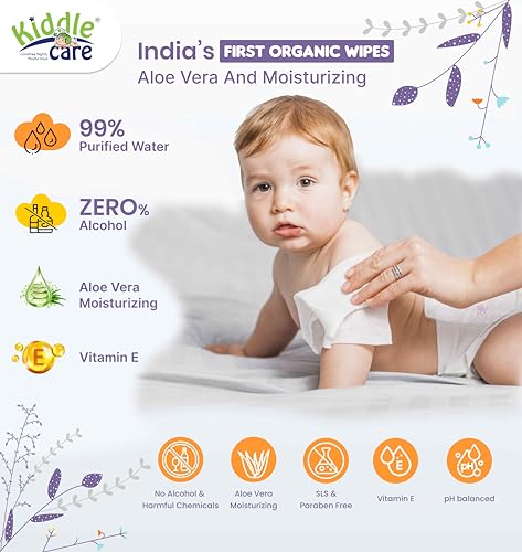 Image of Baby Wipes with Lid, Gentle Soft, 99% Purified Water, Aloe Vera & Vitamin E, Alcohol Free, SLS & Paraben Free, pH Balanced, Newborn Sensitive Skin, Pack of 5 (360 Count)