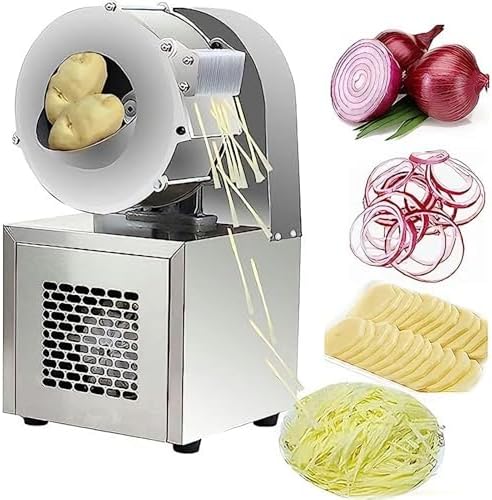 Electric Potato Slicer & Cabbage Shredder - Commercial Stainless Steel Vegetable Chopper with 2/4/6mm Blades for High-Volume Food Prep in Restaurants & Home Kitchens