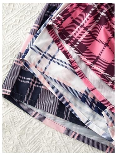 Image of WDIRARA Women's 3 Pack Plaid Letter Graphic Pajama Shorts Lounge Shorts | Elastic Waist ,Comfortable,Home Living,Sleepwear