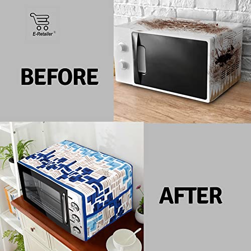 Image of Polyester 3-Layered Microwave Oven Top Cover With 4 Utility Pockets Suitable for Upto 30 Liter (Color- Blue, Size-36x14 Inches)