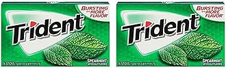 Trident Sugar Free Chewing Gum Spearmint, 14 Sticks, 26 g (Pack of 2)