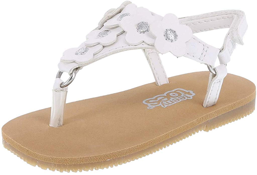 Teeny Toes Girls Infant Flower Charlotte Sandal, size 1 US - Brown and White
