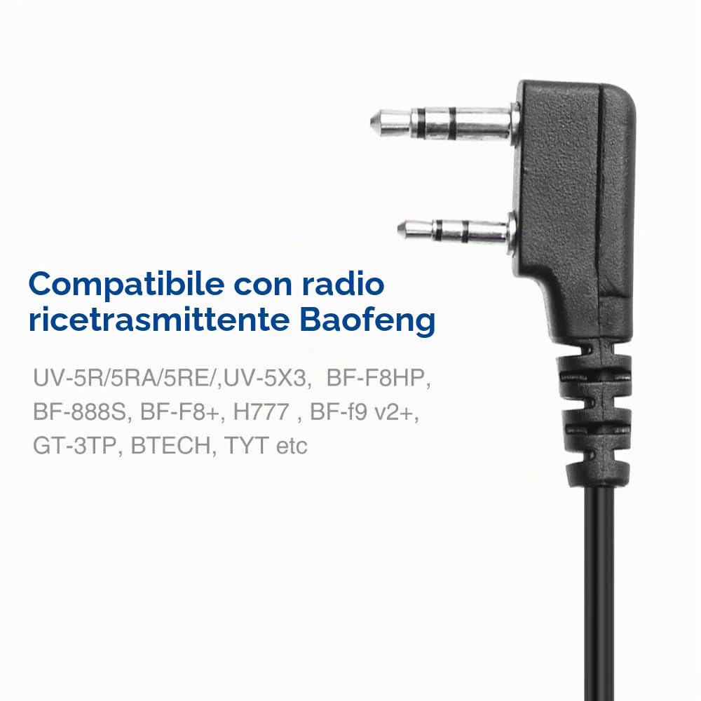 Microfono altoparlante per walkie talkie compatibile BaoFeng UV-5R BF-888S UV-82 LED rosso