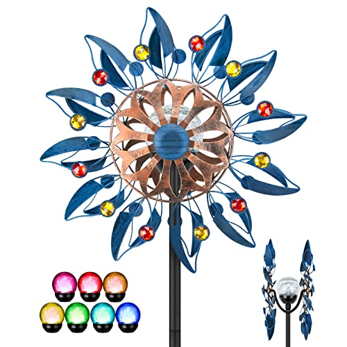 Solarbetriebene Windspinner-Skulptur aus Metall für Garten und...
