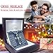 Son Gifts From Mom To My Son Necklace From Dad Faith Cross Necklace Present Graduation Birthday Christmas Gifts Message Card＆LED Gift Box (SN928 Silver-black Wooden Led Box)
