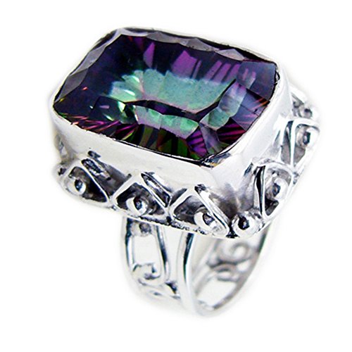 Bague en argent sterling avec quartz mystique de haute joaillerie