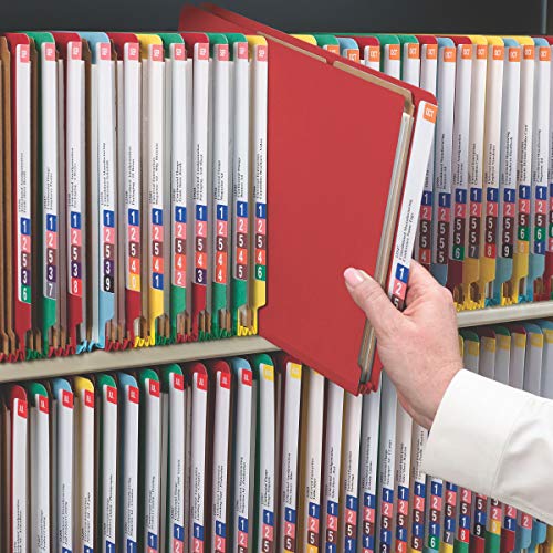 Smead-100-Recycled-End-Tab-Pressboard-Classification-File-Folder-with-SafeSHIELD-Fasteners-2-Dividers-2-Expansion-Legal-Size-Bright-Red-10-per-Box-29783