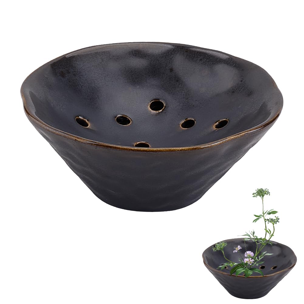 Mini-Blumentopf Set Mit Blumenfrosch & Steinperlen – Keramik, Für Ikebana & Deko