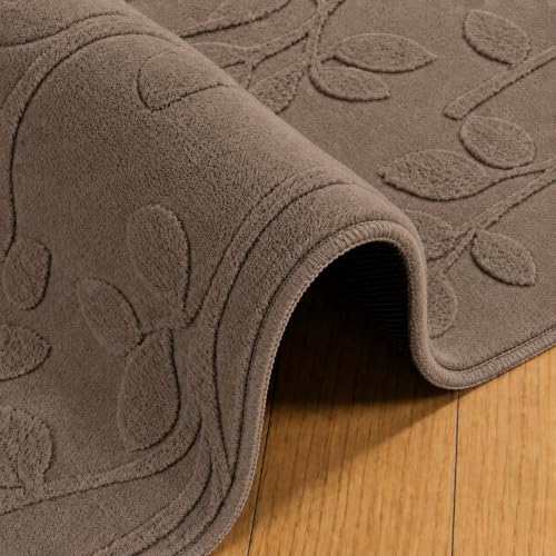 Image of HOMETHREADS Premium Plush Soft 2-Layer Faux Rabbit Fur Embossed Carpet, Washable Area Rug with Anti-Skid Backing for Living Room, Bedroom, Hall & Office, Ultra Soft Floor Carpet(Khaki, 3' x 5' Feet)