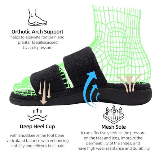 Magtoe Adjustable House Slippers for Women Arch Support Open Toe Indoor Slip on Slides Shoes with Memory Foam Indoor Use3
