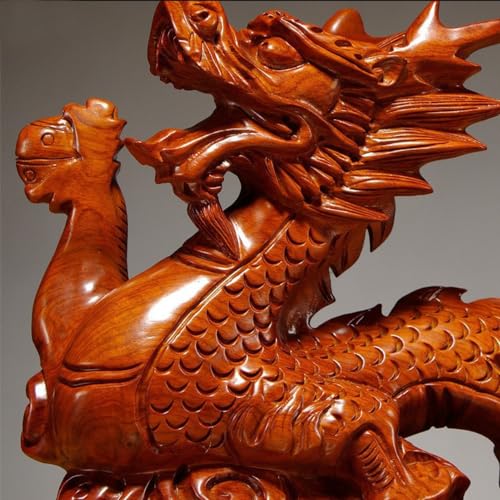 Estatua de Dragón Feng Shui de Madera 4 pulgadas miniatura 3