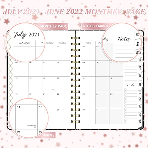 Dagboek 2021-2022-A5 weekplanner van juli 2021 tot juni 2022 met hardcover, pennenlus, rugtas, 21,5 x 15,5 x 1,5 cm - Image 4