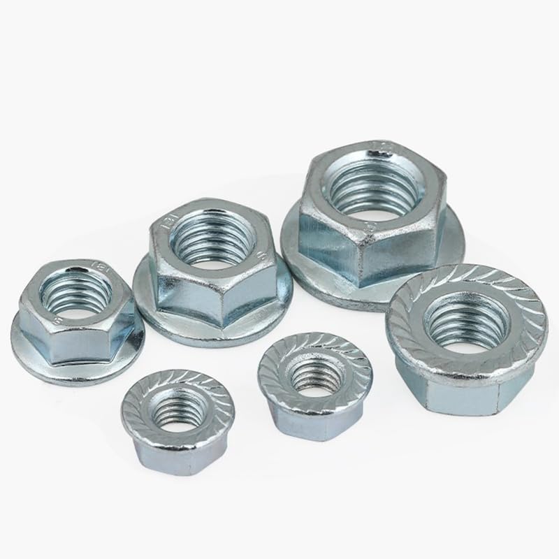 Flange Lock nut, Left Hand Thread Hex Flange Nut M4 M5 M6 M8 M10 M12 Carbon Steel Zinc Plated Lock Nut(M5x0.8 (30pcs))