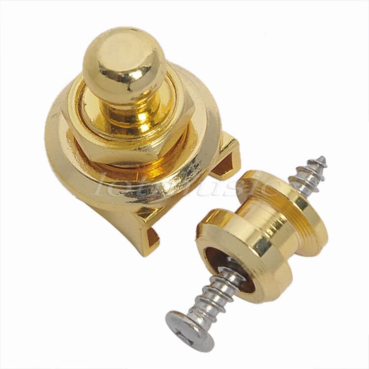 MINHTOANBV Part for 2 Pcs Guitar Locks Buttons Round for Guitar Bass Style Gold