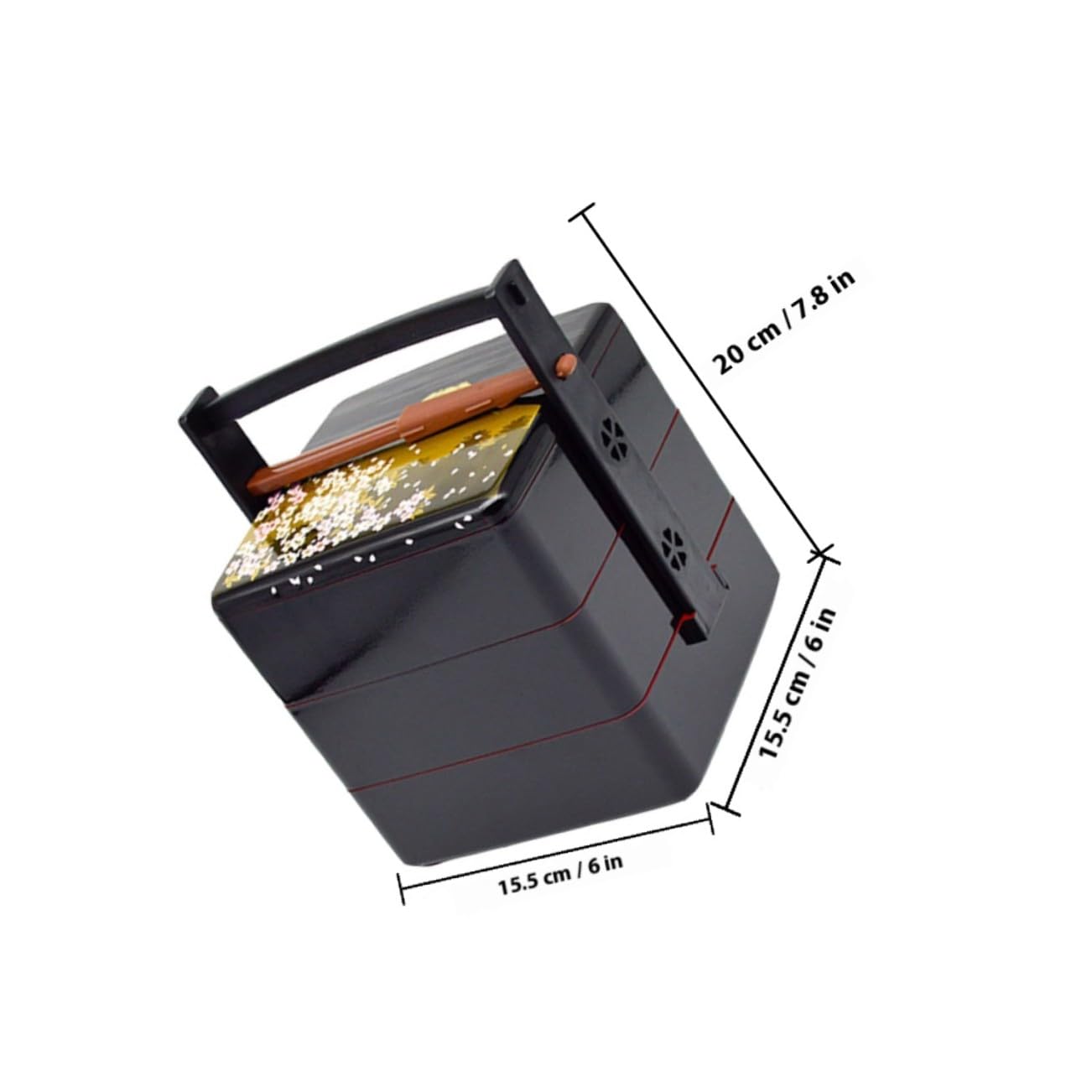 Hohopeti Boîte Bento Japonaise à Sushi Noire, Design Trois Niveaux