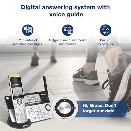Image of VTech IS8151-2 Super Long Range 2 Handset DECT 6.0 Cordless Phone for Home with Answering Machine, 2300 ft Range, Call Blocking, Bluetooth, Headset Jack, Power Backup, Intercom, Expandable to 12 HS