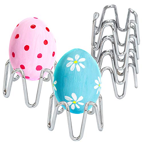 Chrome-Plated Metal Wire Easter Egg Display Stand Holders, Set of 6