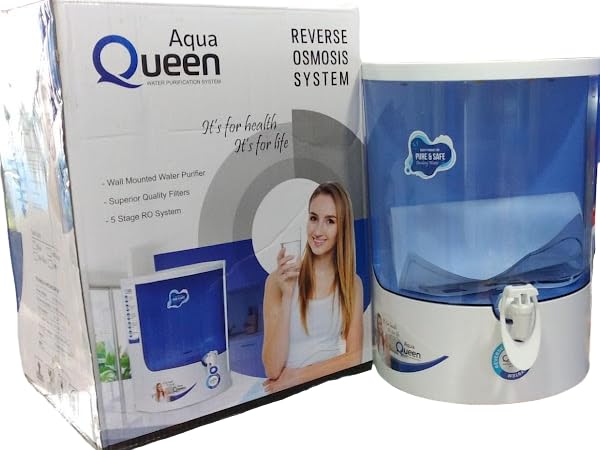 Aqua Queen Water Purifier With Reverse Osmosis Technology And Carbon Filtration - Wall mounting model - Work up to 2000TDS, Detachable transparent storage tank with LED indicator - 9Liter Capacity