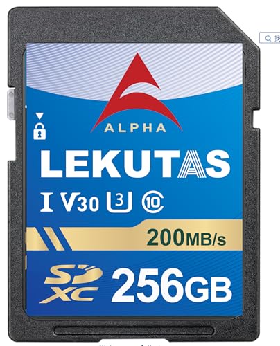 Image of 256GB SDXC UHS-I Memory Card - Up to 200MB /s Read Speed, C10, U3, V30, 4K UHD, Full-HD & 4K Video SD Card for Canon Nikon Sony Fujifilm DSLR Cameras or Mirrorless Cameras