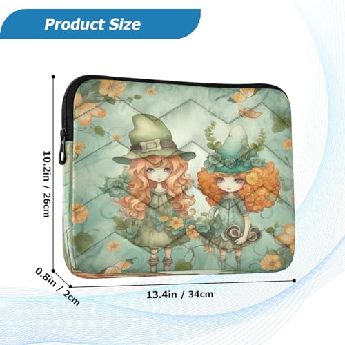 Funda para portátil de 13-14 pulgadas impermeable con diseño de duende y trébol miniatura 3