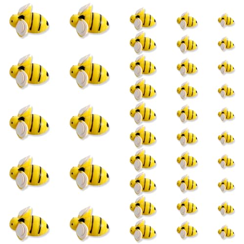 Tiny Craft Bees 50pcs Small Plastic Resin Bumble Bee Decor Cute Honey Bees for Crafts DIY Wreath Bees Ornaments for Art Embellishments Bee Themed Birthday Party Table Decoration Home Scrapbooking