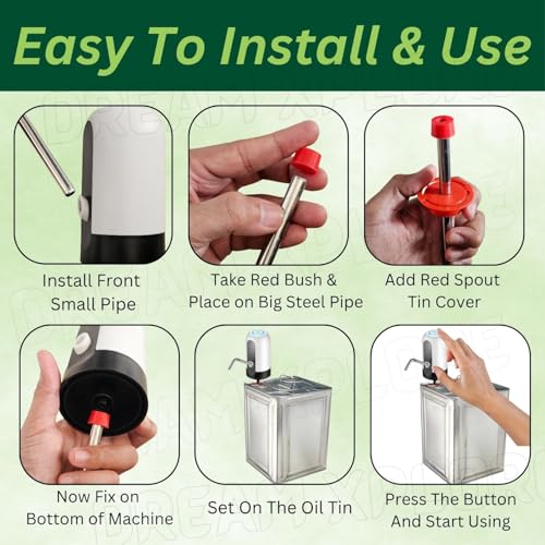 Image of Automatic Stainless Steel Oil Dispenser Pump for 15 Litre /Kg Tin, Fast Continuous Flow, Wireless USB Charging, Food-Grade Flexible Pipe, Spill-Proof, Oil Transfer Device, Touch Operation (Pack of 2)