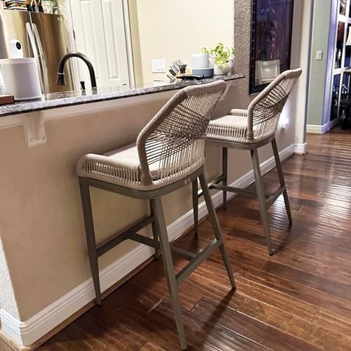 PURPLE LEAF Hoher Barhocker 2er Set, Aluminium Barstühle mit...