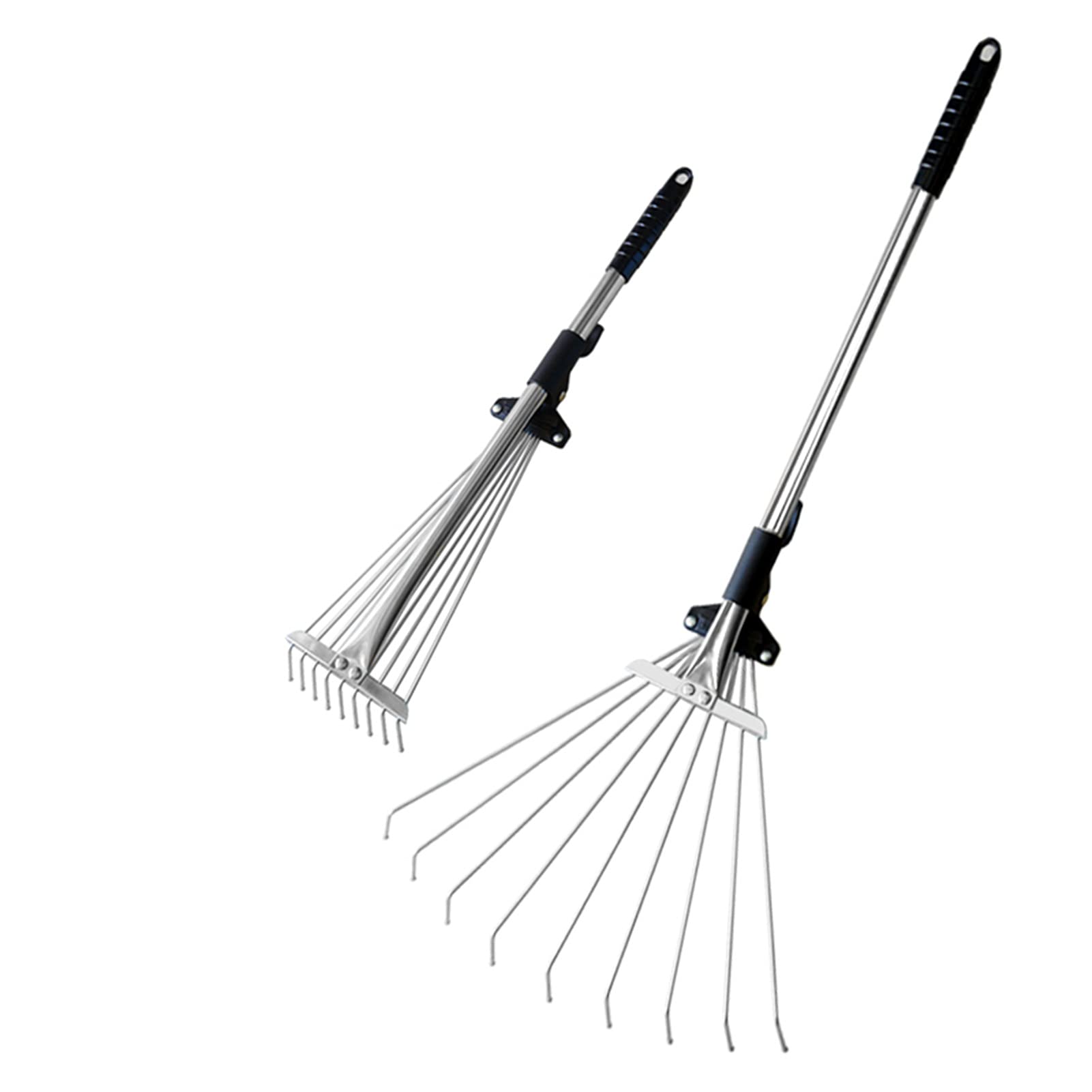 Rastrillo para césped y Jardines, Rastrillo de jardín Metal Hojas Plegable telescópico Ajustable retráctil Herramienta jardinería