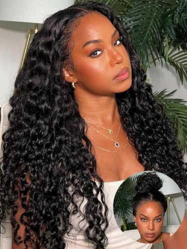 UNICE 13x4 Bye Bye Slip Water Wave Human Hair Lace Front Wig 26 inch