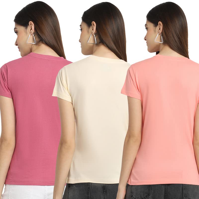 Image of Preneum Women's Cotton Regular Fit Graphic Stylish Printed Short Sleeves Casual T-Shirt || Trend Styles & Style (Pack 3)