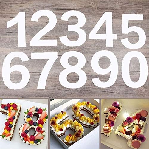 EORTA 0-8 Numeral Cake Stencils Molds 10 Inch Arabic Number Cake Maker Decorative Fillings Layered Cake Baking Tools for DIY Wedding Birthday Anniversary, White