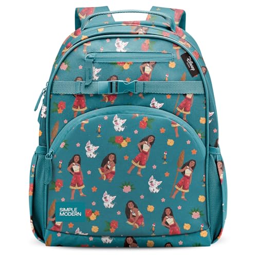 Simple Modern Mochila infantil grande da Disney para meninas e meninos | Mochila primária para adolescentes | Coleção Fletcher | Crianças - 40,6 cm de altura | Moana Oceana, Disney: Moana Oceana, Kids