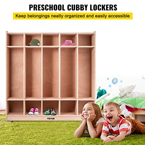 Happybuy 5-Section School Storage Locker, Wooden Storage Cabinet with 4 Casters, Classroom Cubbies for Storage, 15mm Thick Plywood Locker for Home, Office, School,Gym, Kindergarten - Image 4