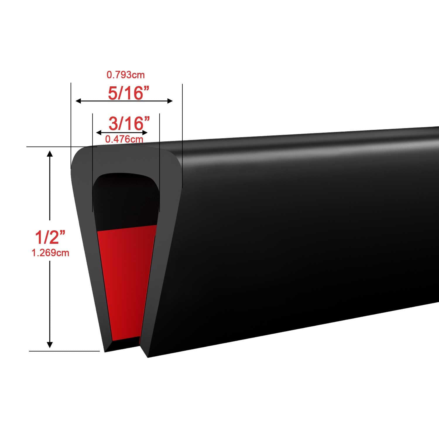 Silcone Edge Trim Self-Adhesive U Channel Silcone Edge Trim Edge Protector for Sheet Metal (Black, Fit 3/16