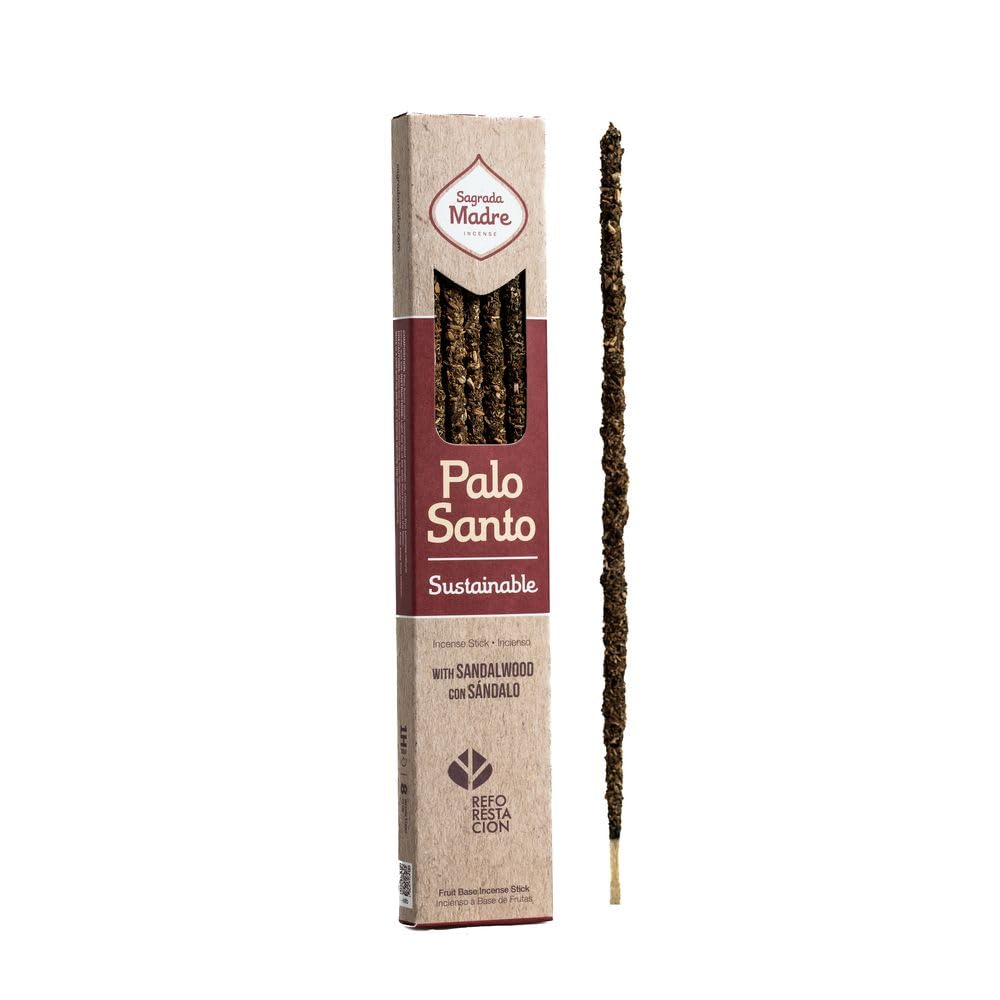 SAGRADA MADRE - Incenso in Stick - Bastoncini Naturali al 100% - ca. 8 Sticks a Confezione (PALO SANTO E LEGNO DI SANDALO X3)
