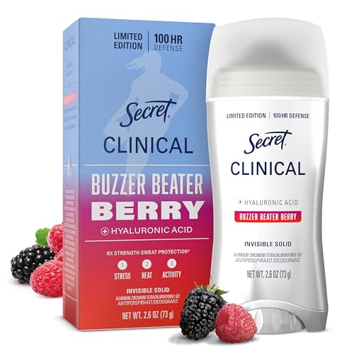Image of Secret Clinical Strength 100HR Defense, Invisible Solid Antiperspirant Deodorant for Women, Paige Bueckers Edition, Triple Threat Sweat Protection, Hyaluronic Acid, Buzzer Beater Berry Scent, 2.6 oz