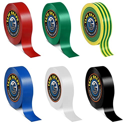 VL 6 PCS Electrical Tape 19mm*10m Waterproof Electric Tape Strong Self-Adhesive PVC Insulation Tape for Masking Repairing and Protecting Electrical Wires and DIY Projects (10 metre, RAINBOW)