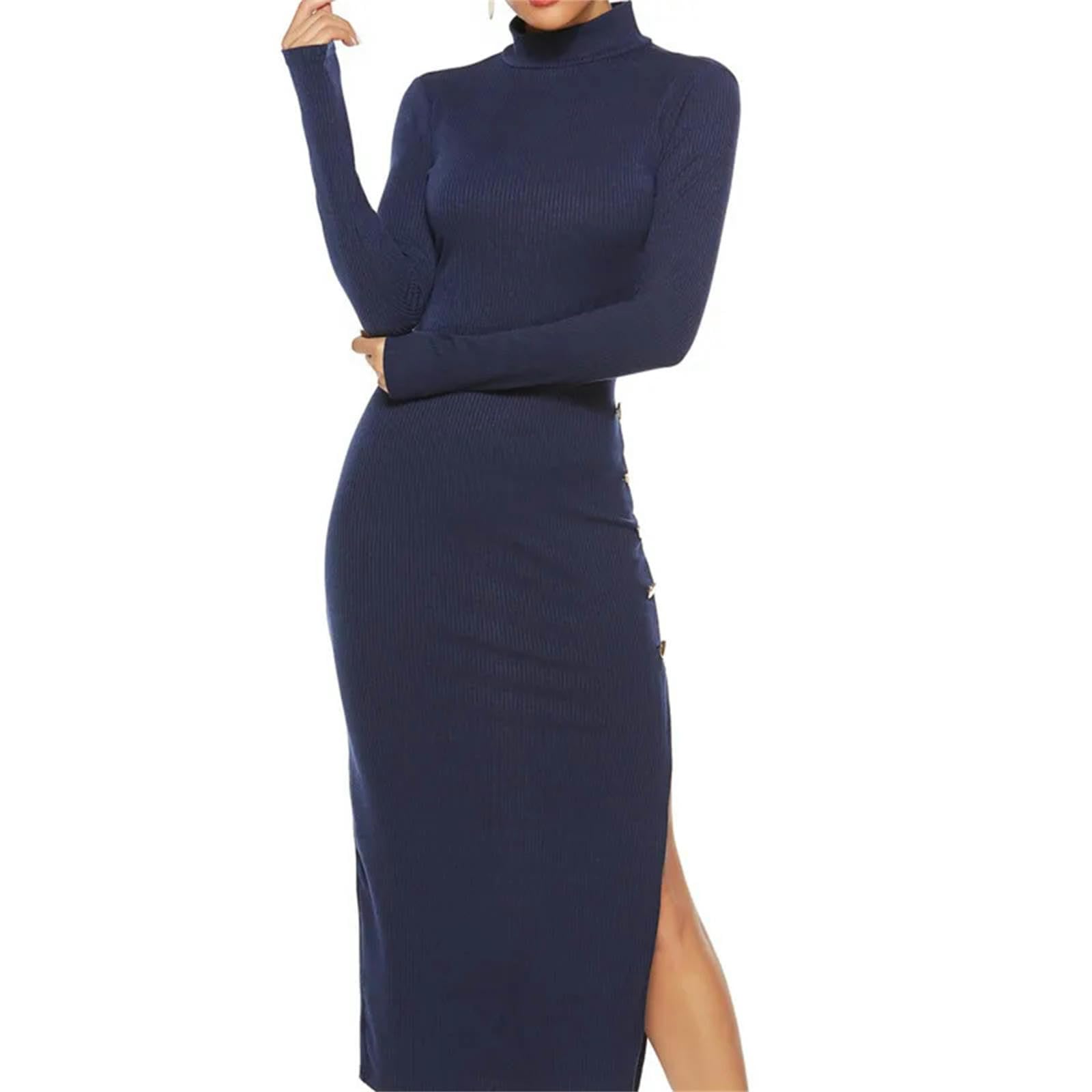 Vestito Donna Autunno Abiti di Maglione Donne Donne Dis Divini Abito Midi Abito A Maglia A Manica Lunga Femmina