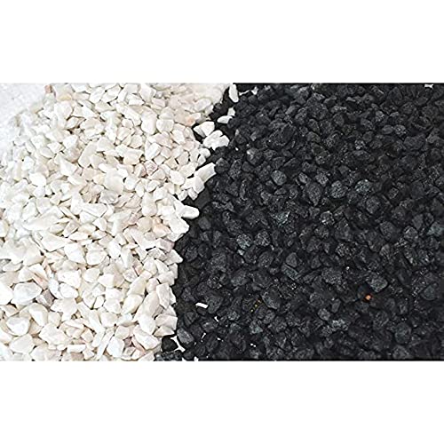 Image of Decorative Stones Marble Chips Pebble Stones for Aquarium Home Garden Indoor & Outdoor Decoration (White&Black, 4900gm)