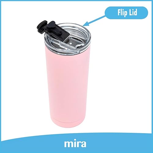 Miniatura 2 de MIRA Vaso de acero inoxidable de 20 onzas con aislamiento al vacío con tapa abatible Tritan, taza térmica de doble pared para bebidas calientes o