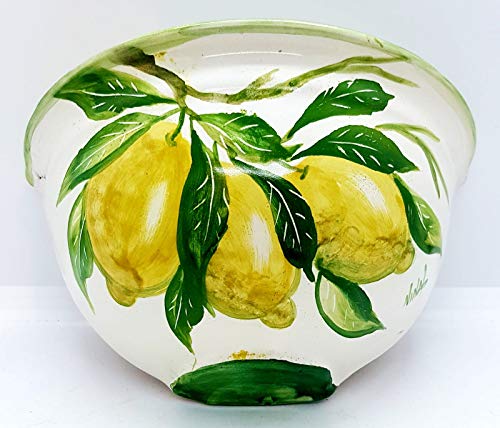 Vaso Da Muro Limoni Svuotatasche Ceramica Realizzato e Dipinto a Mano Le Ceramiche del Castello Nina Palomba Pezzo Unico Dimensioni L 20 x H 11 x 10cm.