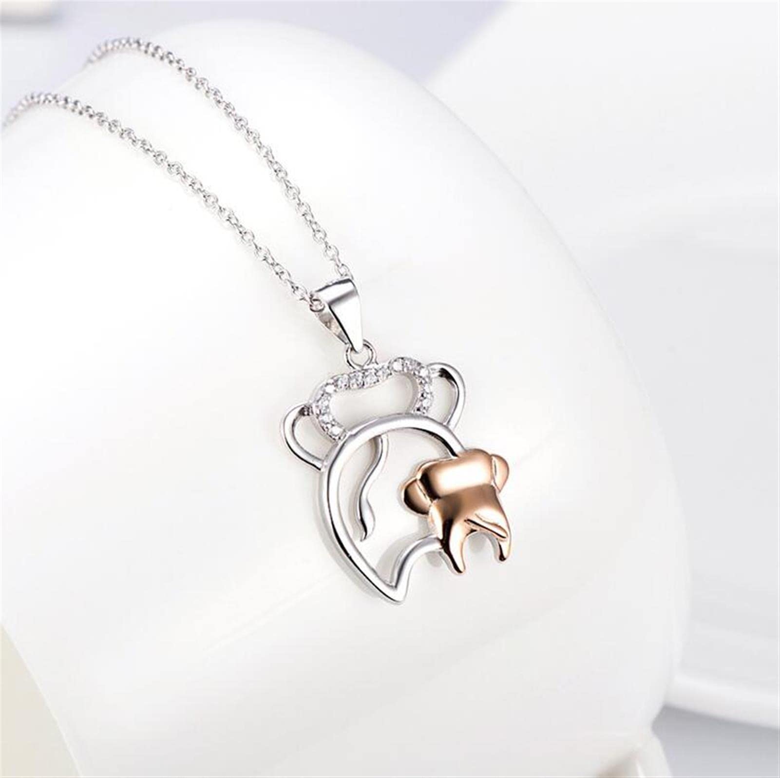 hixswnu Collana Catena Ciondolo Catena 925 Argento Animale Madre e Bambino Ciondolo Oro Rosa Grande Regalo per Donne e Madri