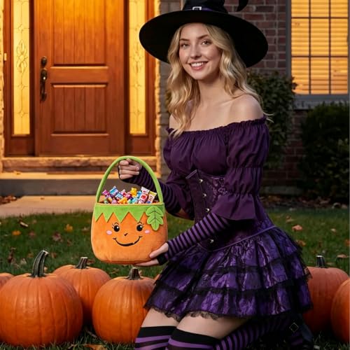 TINVSKQQKJ Halloween Pumpkin Baskets Trick or Treat Bags for Halloween Party Gifts,Halloween baskets candy buckets for kids - image 6